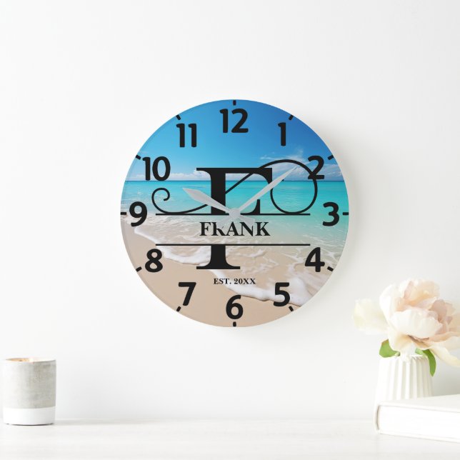 Fredlig Oceanfront F Monogram Stor Klocka (Hem)