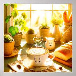 Fredlig och hjärtlig Cappuccino-morgon Poster