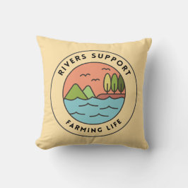 Fredlig Orange Blått Retro-uppdämningsdesign Kudde