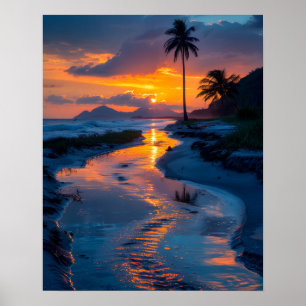 Fredlig persikor vid solnedgång poster