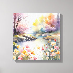 Fredlig Riverbank Watercolor Canvastryck