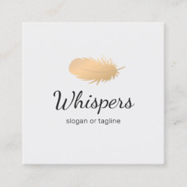 Fredlig Ro Guld Feather Logotyp Fyrkantigt Visitkort