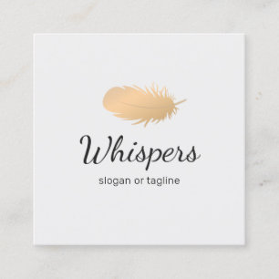 Fredlig Ro Guld Feather Logotyp Fyrkantigt Visitkort
