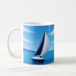 Fredlig segelbåt ocean kaffemugg