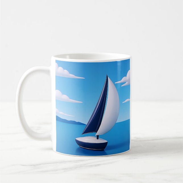 Fredlig segelbåt ocean  kaffemugg (Vänster)