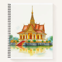 Fredlig siam Temple med Notbook