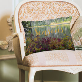 Fredlig Sjö-flodmynning Färg Landskap Prydnadskudde