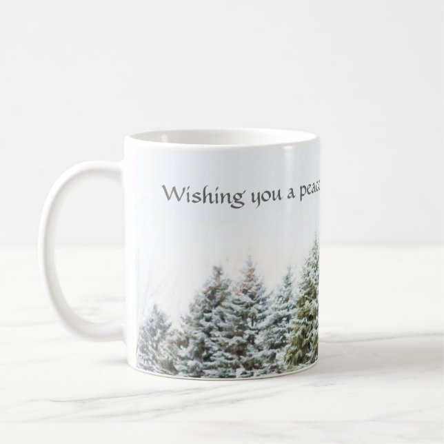 Fredlig skog vinter jul kaffemugg (Vänster)