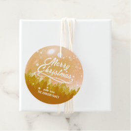 Fredlig Snö-jul i Guld, fredag - nyår Gåvor Etiketter