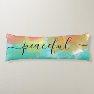 Fredlig sömnfärgad Gult, turkos, vattenfärg Kroppskudde