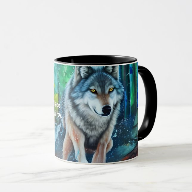 Fredlig sömnmantra med grått-varg i Mugg (Framsida höger)