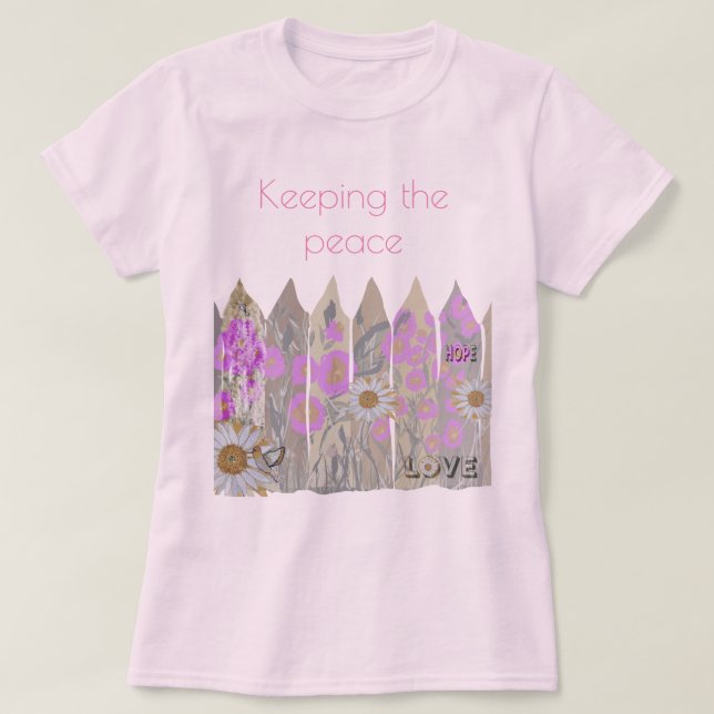 Fredlig, Söt Blommigt Garden Fence T-Shirt (Design framsida)