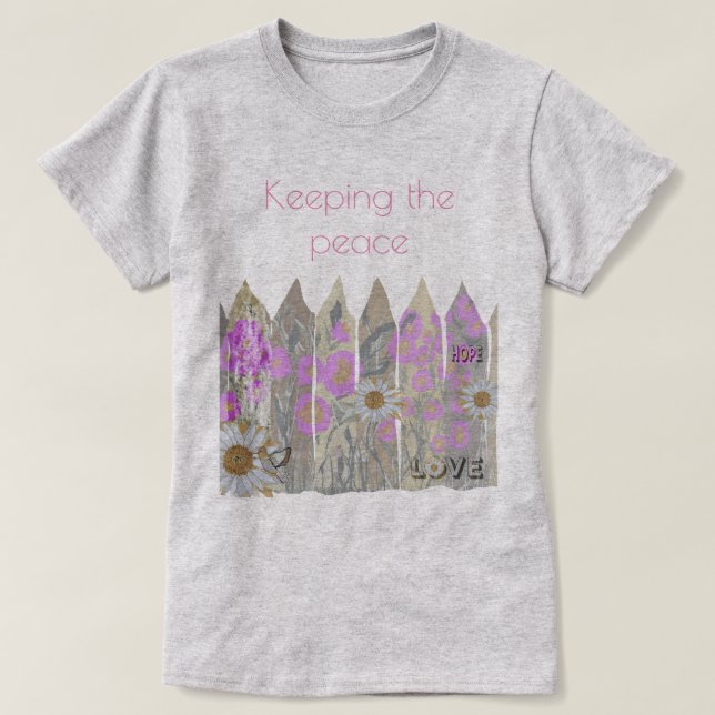 Fredlig, Söt Blommigt Garden Fence T-Shirt (Design framsida)