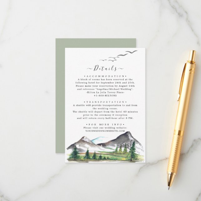 Fredlig tallskogsbröllopsdetalj tilläggskort (Fram/Back In Situ)