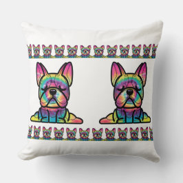 Fredlig Tassar: Yoga Bulldog i Tie Dye Färg Kudde