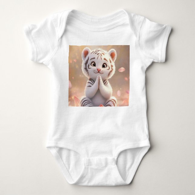 Fredlig tigger Unge på Lotus - Baby Bodykostym T Shirt (Framsida)