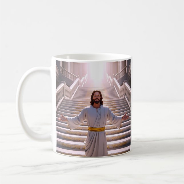Fredlig trappväg Jesus Kaffemugg (Vänster)