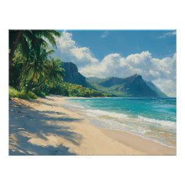 Fredlig tropisk strand med turkos Vatten Perfect Poster