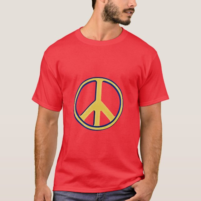 Fredlig värld: Ikonisk Fredstecken T Shirt (Framsida)