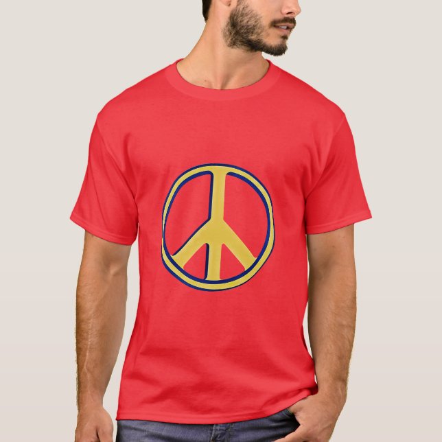 Fredlig värld: Ikonisk Fredstecken T Shirt (Framsida)