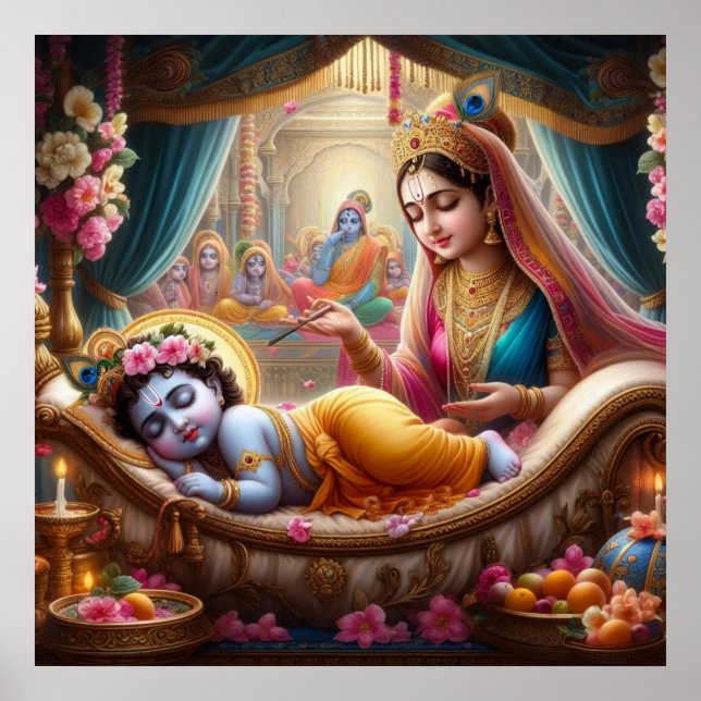 Fredlig Varm Etisk Bala Krishna Vagga Poster (Framsidan)
