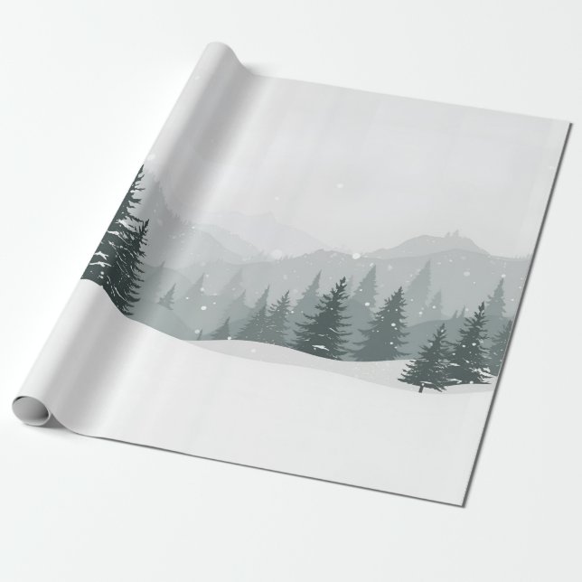 Fredlig vinter – Minimalistisk landskapsdesign Presentpapper (Utrullad)
