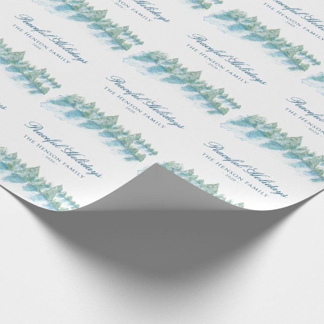 Fredlig Vinter Skog Vattenfärg Script Jul Presentpapper (Hörn)