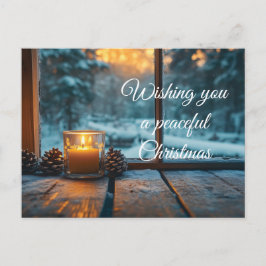 Fredlig vinterjul - dekoration i fönstret vykort