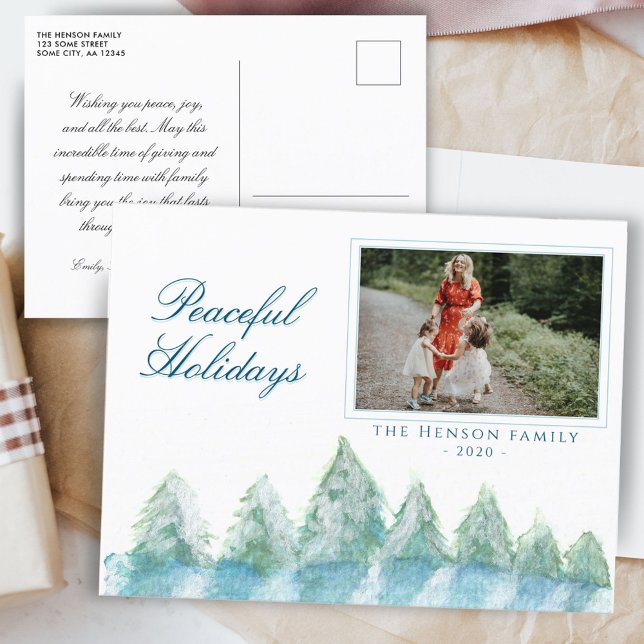 Fredlig vinterskog - vattenfärg - fotopul helg vykort (Skapare uppladdad)