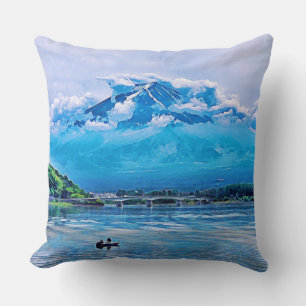 Fredlig Watercolor Japansk Art Design Kudde