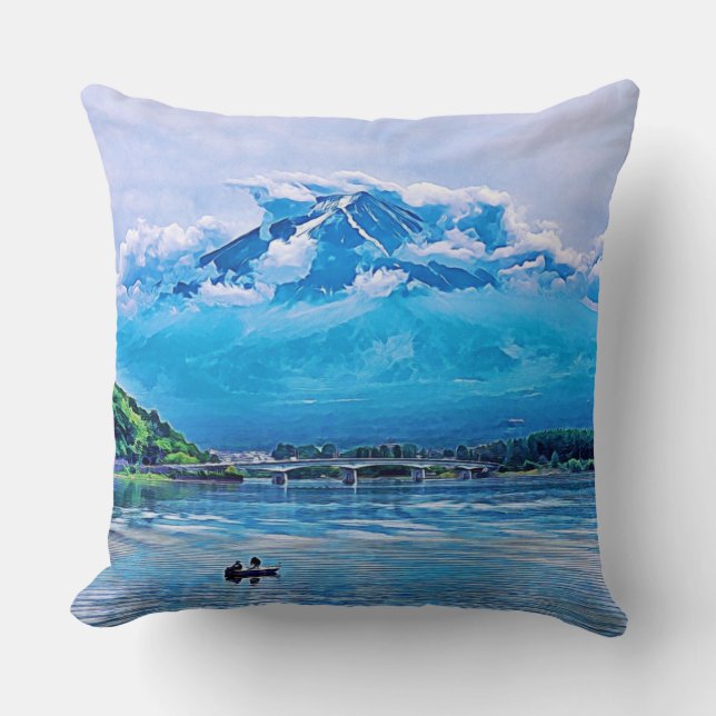 Fredlig Watercolor Japansk Art Design Kudde (Framsida)