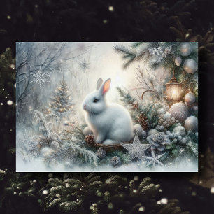 Fredlig Winter Bunny Scripture Verse jul Helgkort