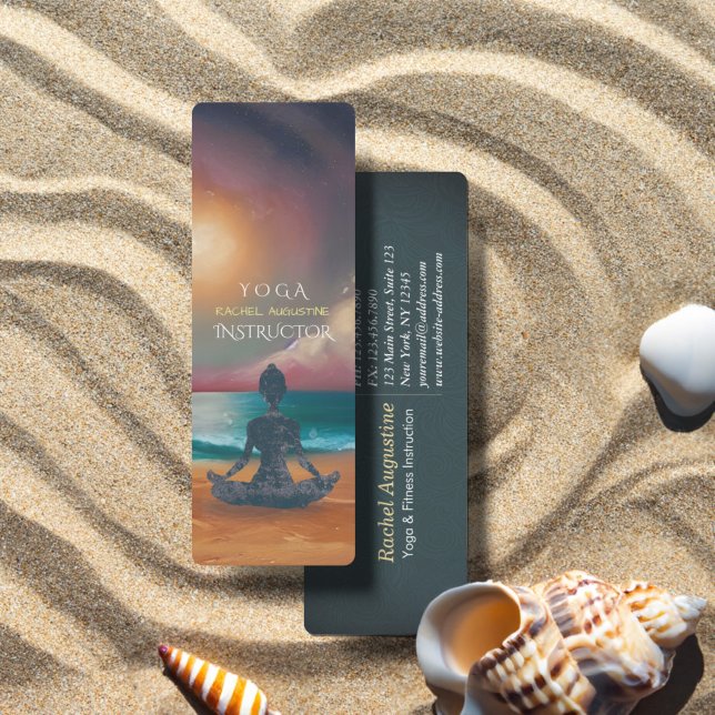 Fredlig Yoga Meditation Moonlight Himlar Ocean Bea Mini Visitkort (Skapare uppladdad)