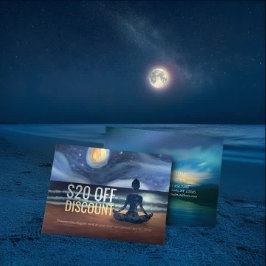 Fredlig Yoga Meditation Moonlight Himlar Ocean Bea Rabattkort