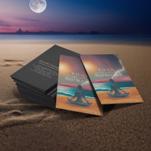 Fredlig Yoga Meditation Moonlight Himlar Ocean Bea Visitkort