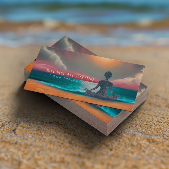 Fredlig Yoga Meditation Moonlight Himlar Ocean Bea Visitkort (Skapare uppladdad)