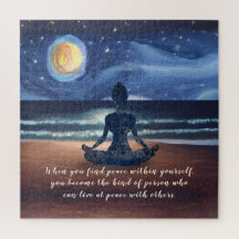 Fredlig Yoga Meditation Moonlight Himlar Ocean-cit