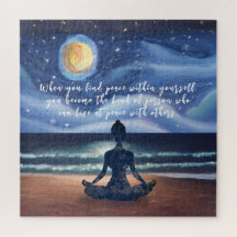 Fredlig Yoga Meditation Moonlight Himlar Ocean-cit