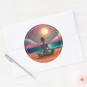 Fredlig Yoga Meditation Moonlight Himlar Sea Adres Runt Klistermärke