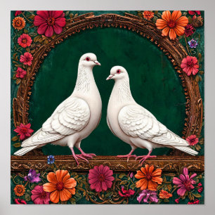 Fredliga bröllopsduvor Kärlek Harmoni 🕊️💞🌿✨ Poster