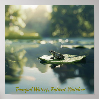 Fredliga dammlivet: Frog på Lily Pad Poster