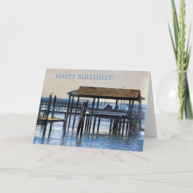 Fredliga hamnscenen - Grattis på födelsedagen Helgkort (Framsida)