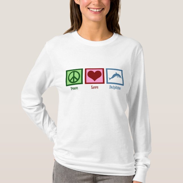 Fredliga Kärlek-delfiner T Shirt (Framsida)