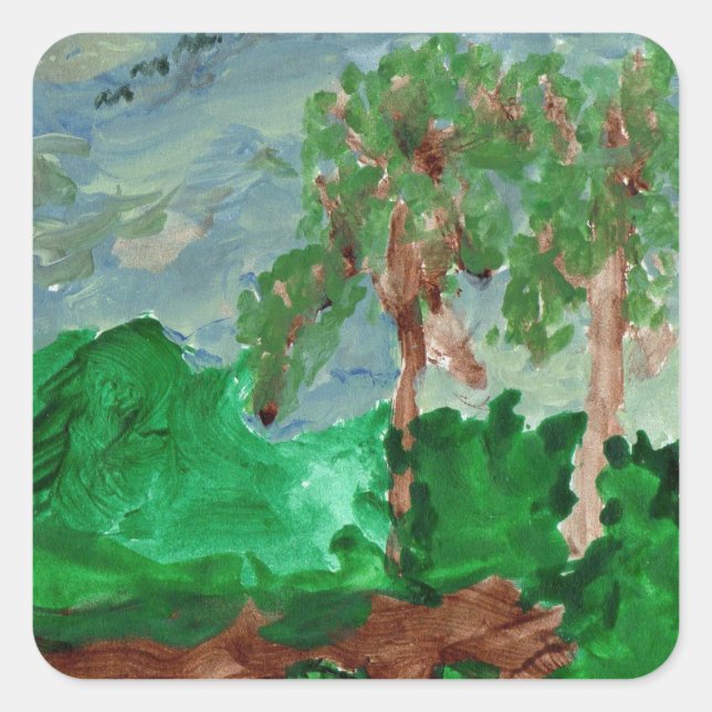 Fredliga landskapsmärken fyrkantigt klistermärke (Framsida)