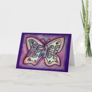 Fredliga Lila Butterfly Art Hälsning eller Note Ca Kort