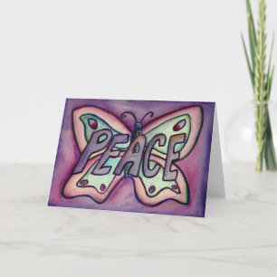 Fredliga Lila Butterfly Art Hälsning eller Note Ca Kort