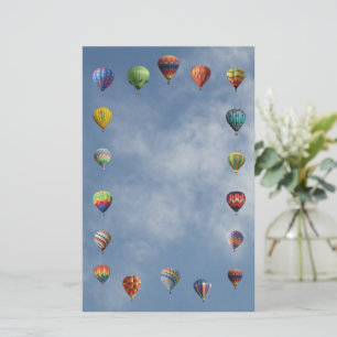 Fredliga Luftballonger Gräns Blue Cloudy Himlar Brevpapper