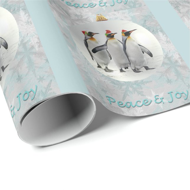 Fredliga Penguins Julafton Papper Presentpapper (Rullad Hörn)