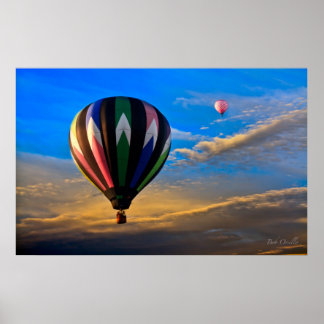 Fredliga solnedgångna Luftballonger Poster
