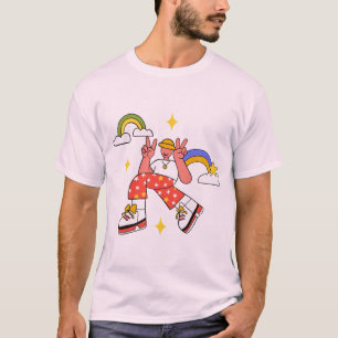 Fredliga Vibes Retro-grafik T-Shirt - Regnbåge och